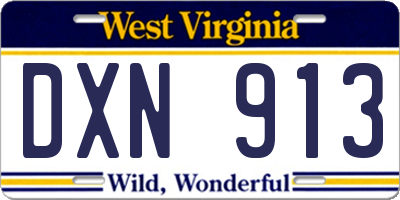 WV license plate DXN913