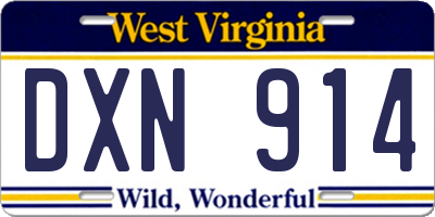 WV license plate DXN914