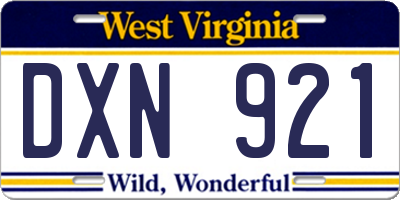 WV license plate DXN921