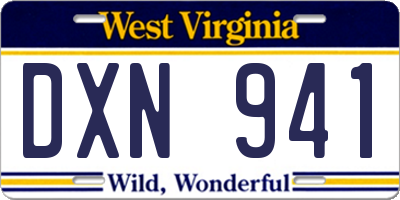 WV license plate DXN941
