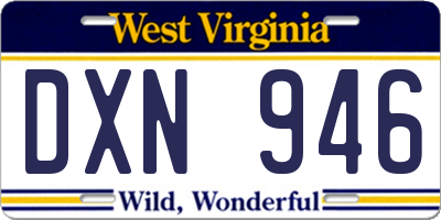 WV license plate DXN946