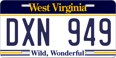 WV license plate DXN949