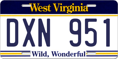 WV license plate DXN951