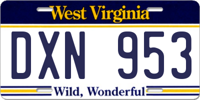 WV license plate DXN953