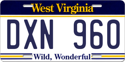 WV license plate DXN960