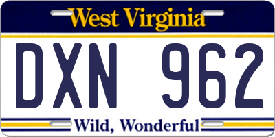 WV license plate DXN962