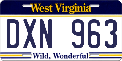 WV license plate DXN963