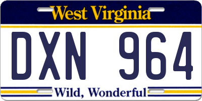 WV license plate DXN964