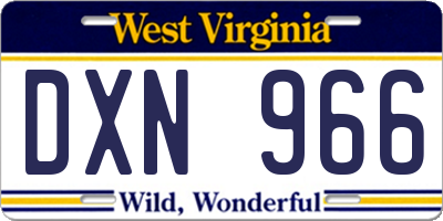 WV license plate DXN966