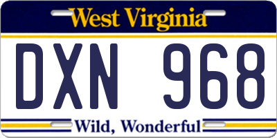WV license plate DXN968
