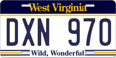 WV license plate DXN970