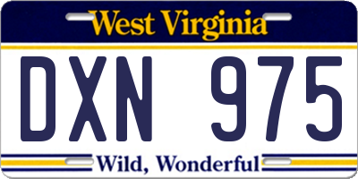 WV license plate DXN975