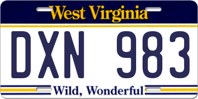 WV license plate DXN983