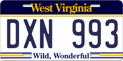 WV license plate DXN993
