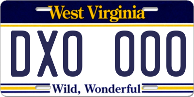 WV license plate DXO000