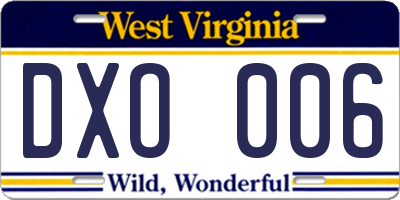 WV license plate DXO006