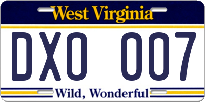 WV license plate DXO007
