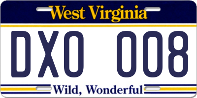 WV license plate DXO008