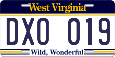 WV license plate DXO019