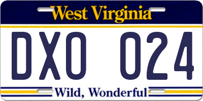 WV license plate DXO024