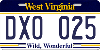 WV license plate DXO025