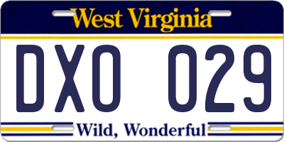 WV license plate DXO029