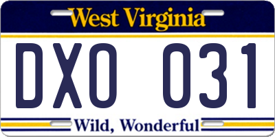 WV license plate DXO031