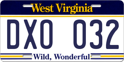 WV license plate DXO032