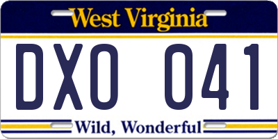 WV license plate DXO041