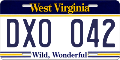 WV license plate DXO042