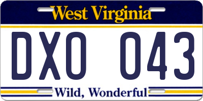 WV license plate DXO043