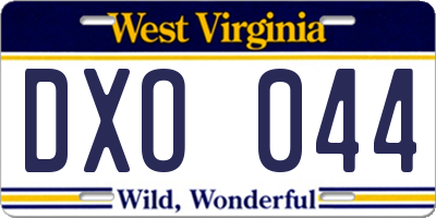 WV license plate DXO044