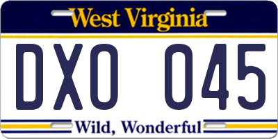 WV license plate DXO045