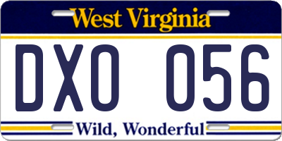 WV license plate DXO056