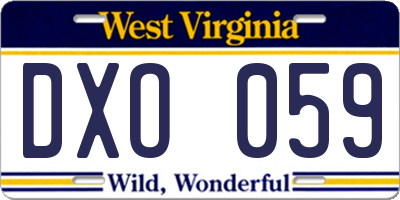 WV license plate DXO059