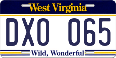 WV license plate DXO065