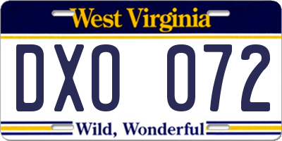 WV license plate DXO072