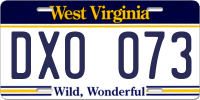 WV license plate DXO073