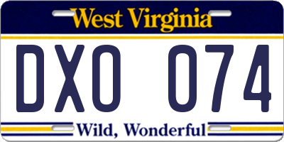 WV license plate DXO074