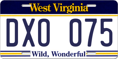 WV license plate DXO075