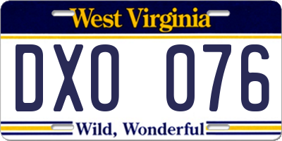 WV license plate DXO076