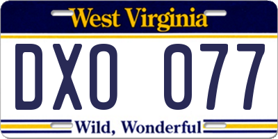 WV license plate DXO077