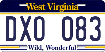 WV license plate DXO083