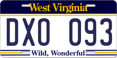 WV license plate DXO093