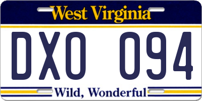 WV license plate DXO094