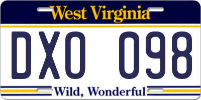 WV license plate DXO098