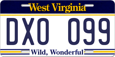 WV license plate DXO099