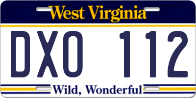 WV license plate DXO112