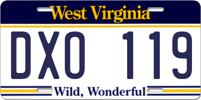 WV license plate DXO119