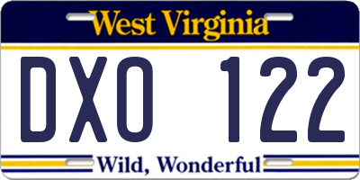 WV license plate DXO122